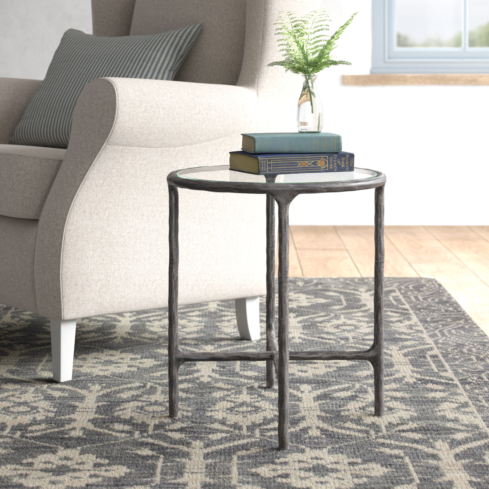 Evelynn 18" End Table, Clear, Black