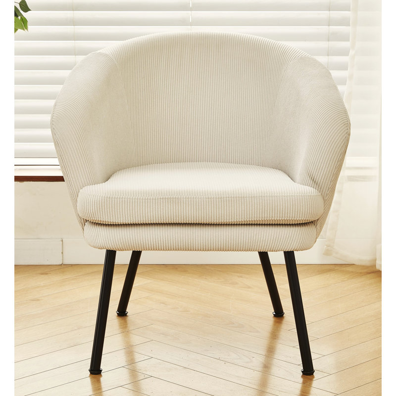 30.12'' Height corduroy armchair, Ivory Corduroy