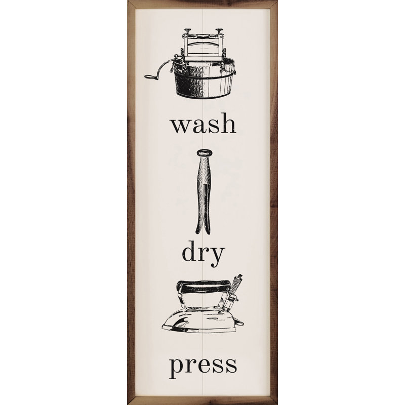Wash Dry Press With Icons Vertical, 12" H x 4" W