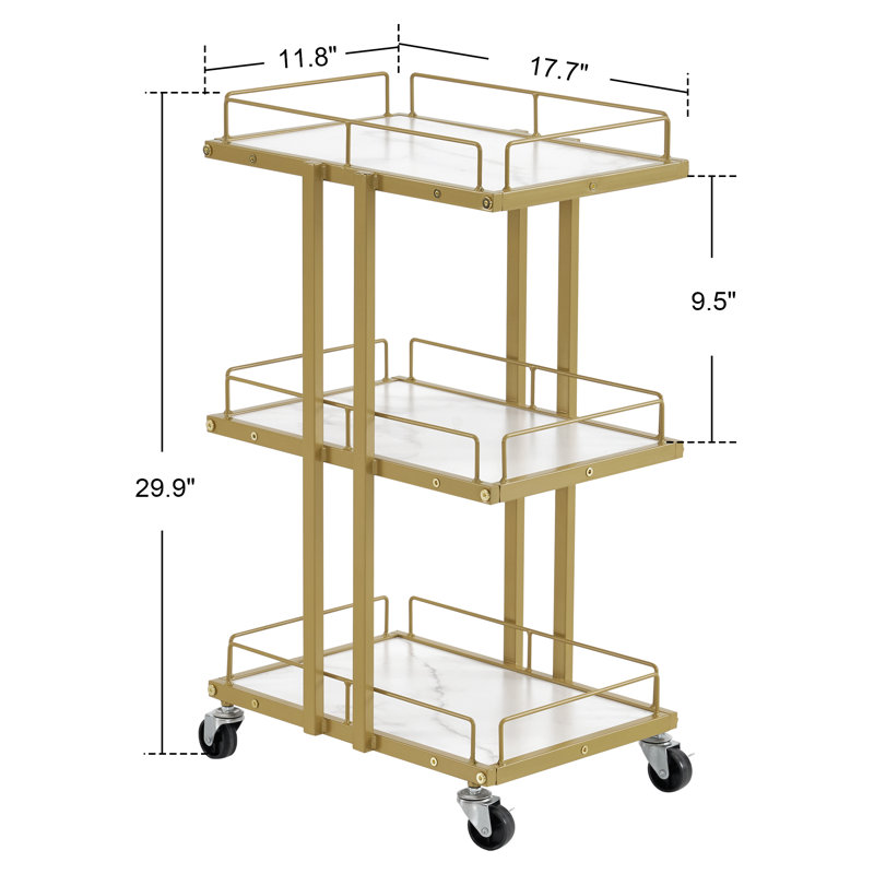 Khalis Salon Metal Multi-Purpose Utility Trolley Cart, Rolling Cart with Wheels