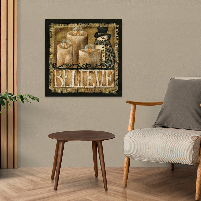 Believe Snowman, art contemporain des Fêtes, H 24 po x l 24 po