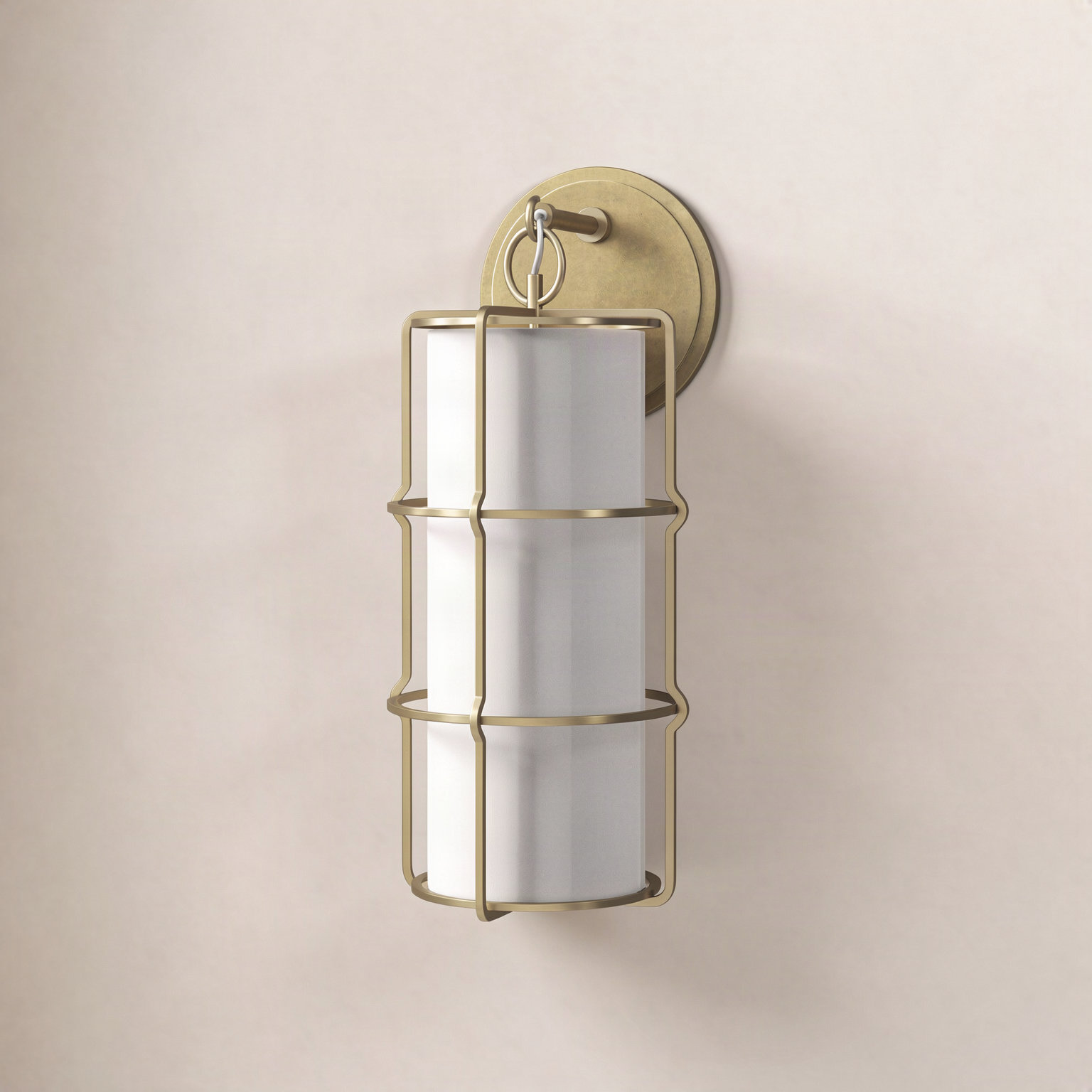 Maxwell Single Light Dimmable Armed Sconce, Aged Brass