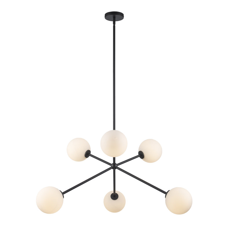 Luminaire suspendu Spoutnik à 6 lumières Minna, Noir