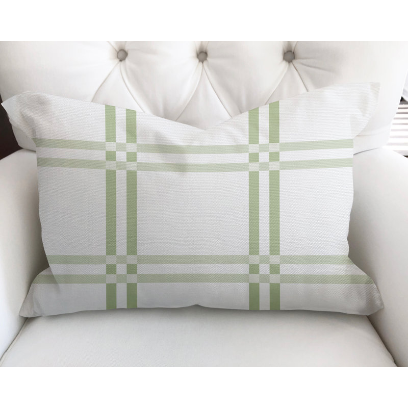 Plaid Cotton Reversible Throw Pillow, Chartreuse