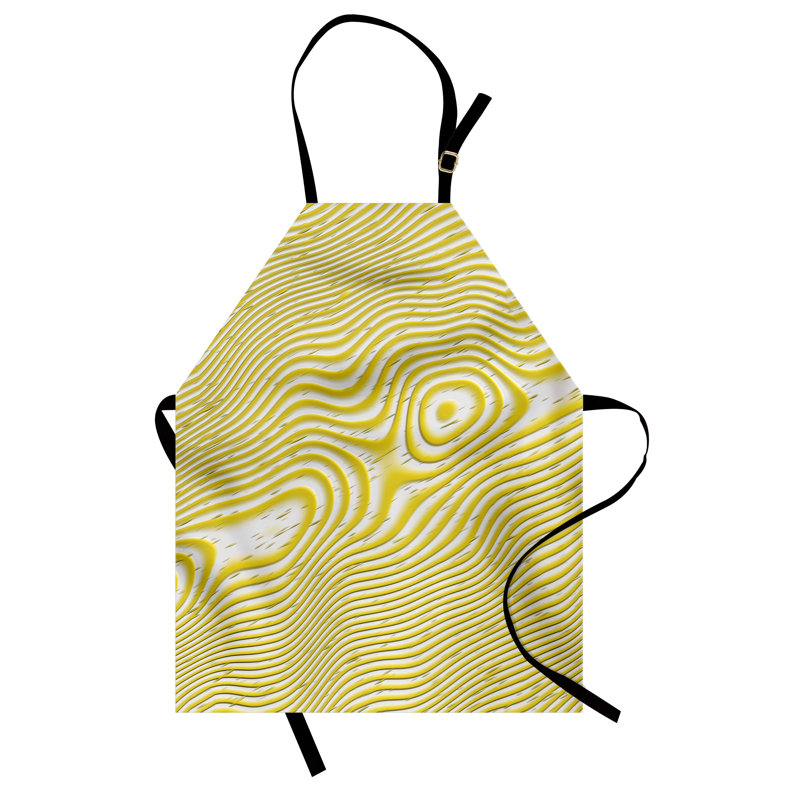 Tablier East Urban Home Trippy unisexe, rayures rondes intérieures, taille adulte, jaune blanc