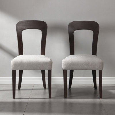 Gray Upholstered Dining Chairs Set of 2 with Ergonomic Design and High Weight Capacity