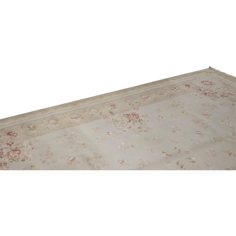 Hand Knotted Oriental Area Rug in Beige