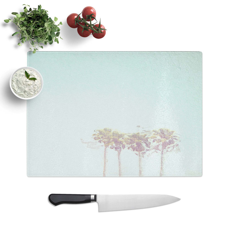 Tempered Glass Summertime Palm Trees Chopping Board, 39 cm W x 28.5 cm L