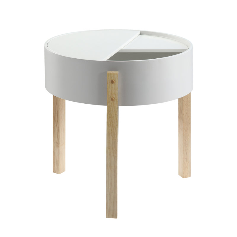 Bodfish White & Natural Round End Table, 21" H x 20" L x 20" W