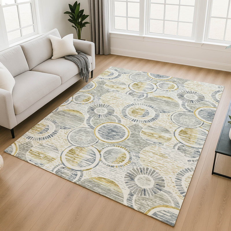Premium Machine Washable Mayfield AMF2206 geometric Rug, 8' x 10', Ivory