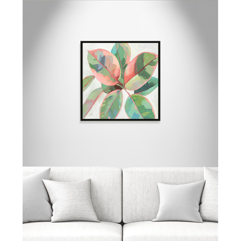 «Pink Ficus II», reproduction d'art, H 25,5 po x l 25,5 po x P 2 po, Toile avec cadre espresso