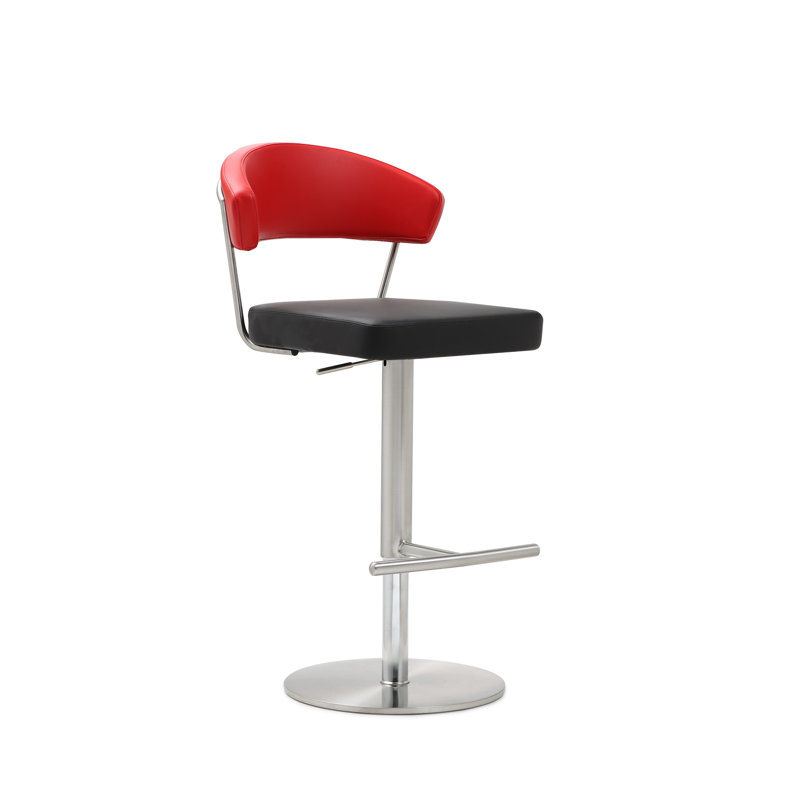 Oksen Swivel Upholstered Adjustable Height Counter Stool with Metal Frame, Red/Black