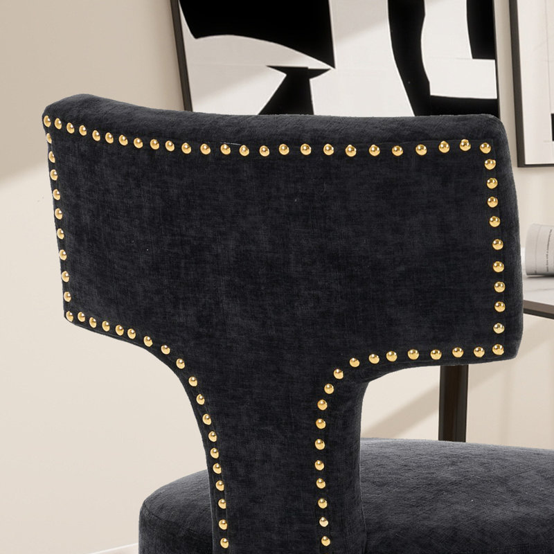 Ensemble de 2 chaises d'appoint rembourrées Modern, Noir, Doré
