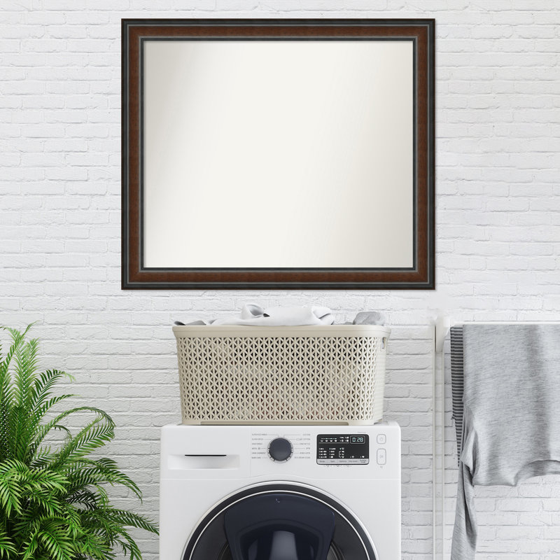 Halcott Solid Wood Rectangle Wall Mirror, 37" H x 32" W