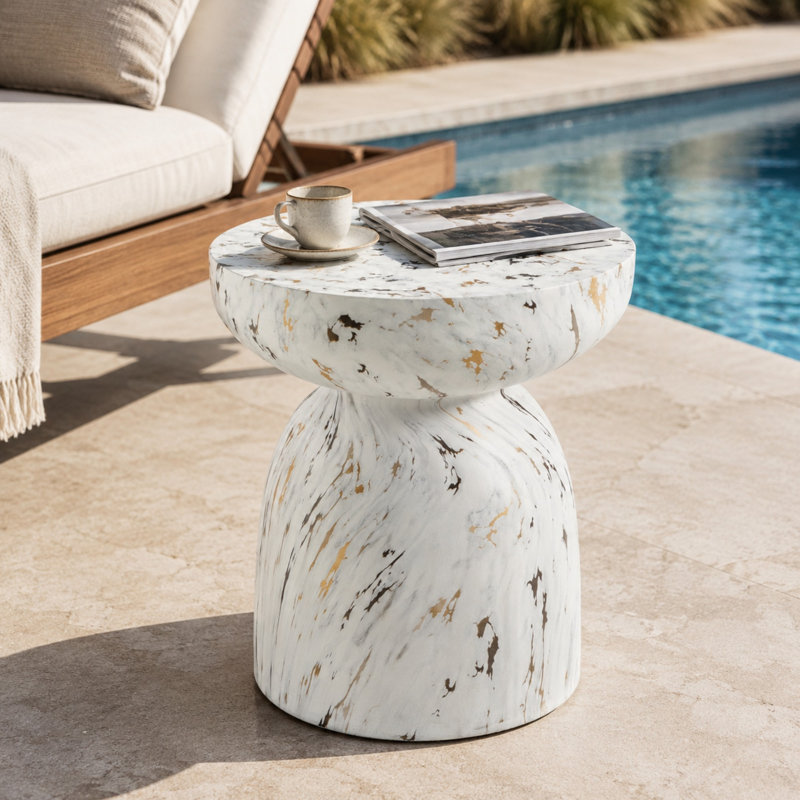 Table d'appoint sculpturale MGO avec finition en albâtre