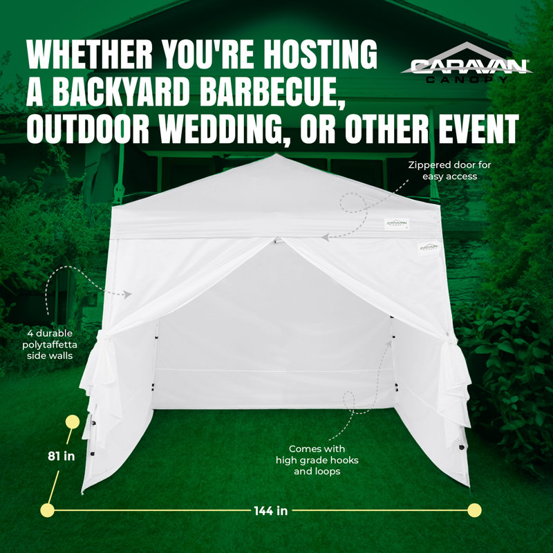 Caravan Canopy White Polypropylene Side Wall for Canopy, 7.8 Ft. W x 7.8 Ft. D