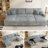 110.6" Oversized U-Shaped Sectional Sleeper Sofa Bed, Corduroy Upholstered Couch with 2-in-1 Pull-Out Bed & Double Storage Chaise for Living Room，gray-1843130865