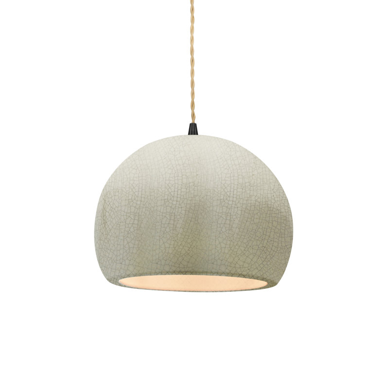 Luminaire suspendu à 1 lumière Aschwin, H 6 po x l 7 po x P 7 po, Blanc craquelé, Matte Black