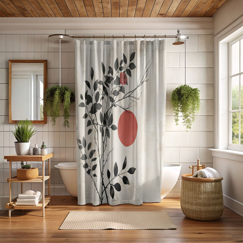 Rideau de douche standard 1 pièce Simple Black Rose Art, H 74 po x l 71 po