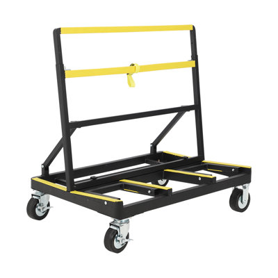 2200 LBS Heavy Duty Drywall Sheetrock Dolly Cart, Extendable Deck 32.8"-48" Width, Foldable Steel Panel Trolley with 5'' Rubber Casters(2 Lockable), Adjustable Handle for Plywood Glass Lumber Transport
