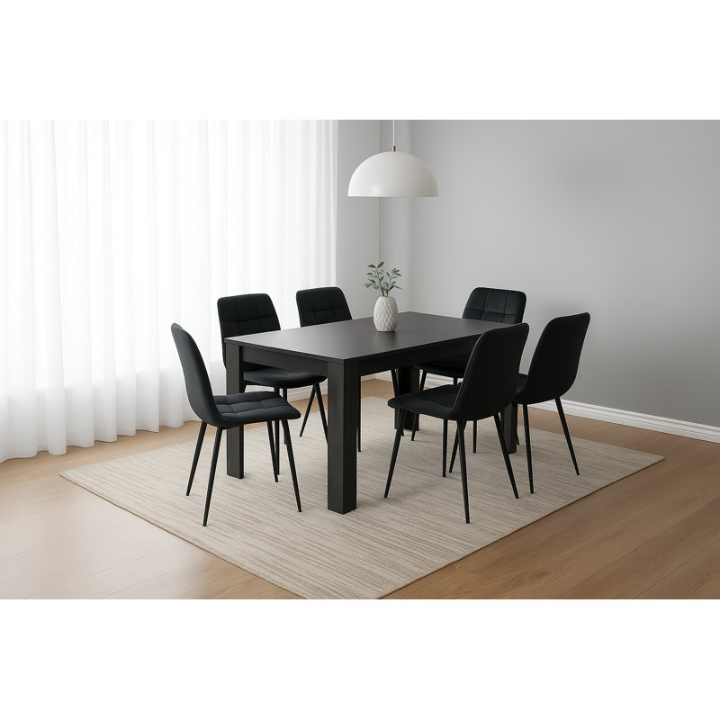 6 - Person Dining Set, Black