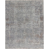 Hand-Knotted High-Quality Gray and Blue Area Rug