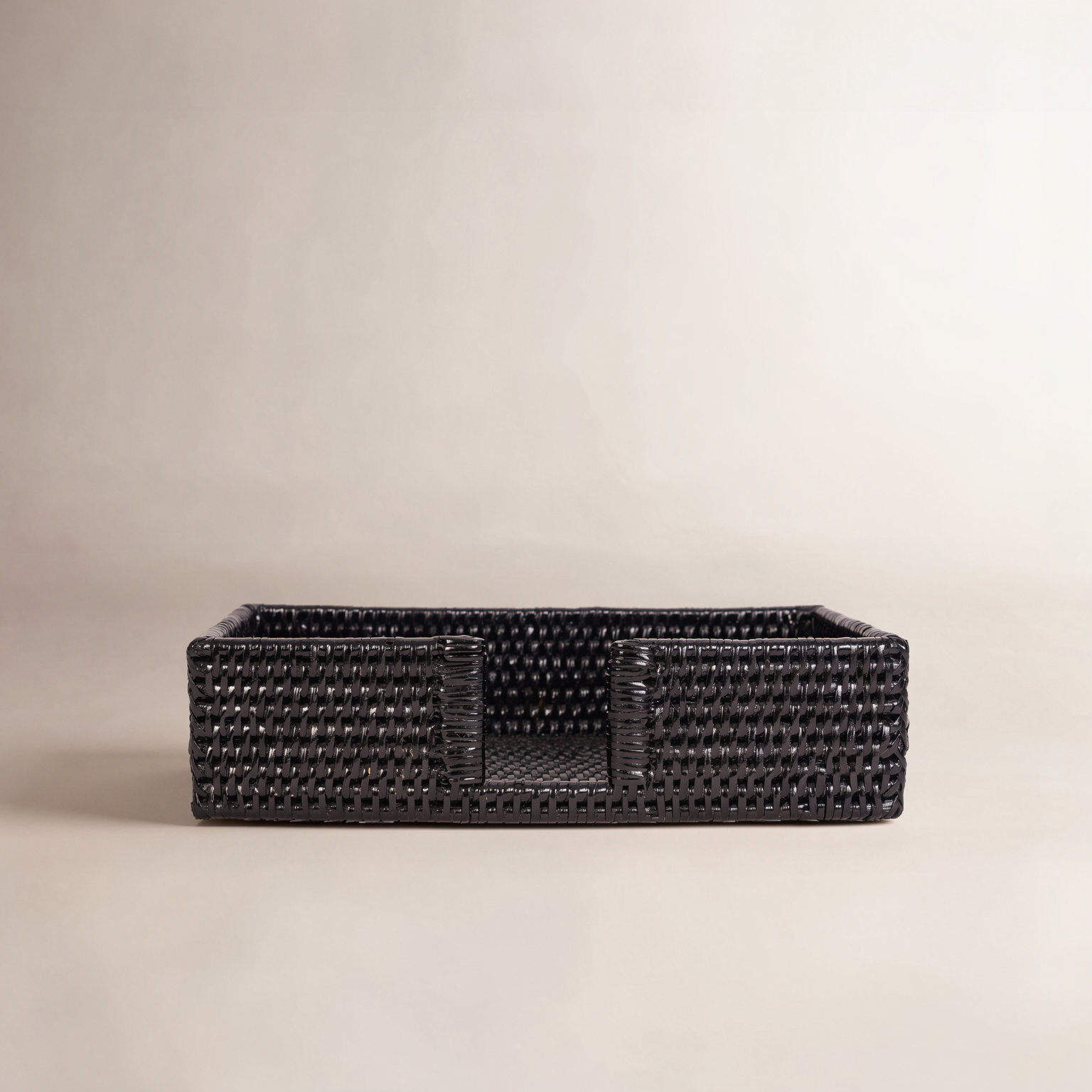 Rattan Guest Towel Napkin Holder, Tudor Black