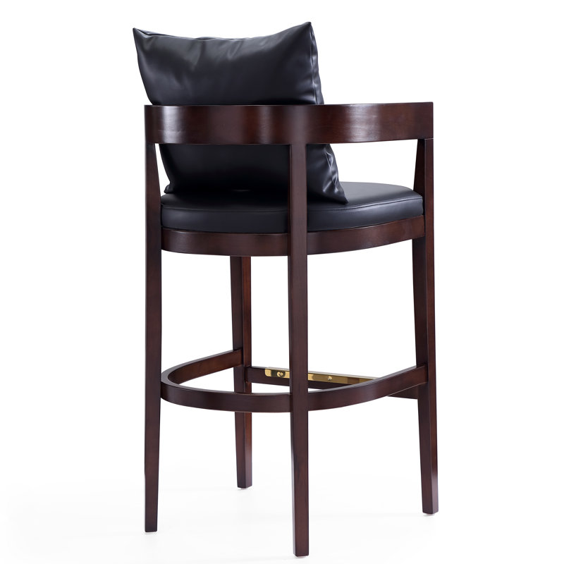 Lorello Upholstered Counter Stool with Solid Wood Frame, Black, Bar Stool (30.5" Seat Height), 1
