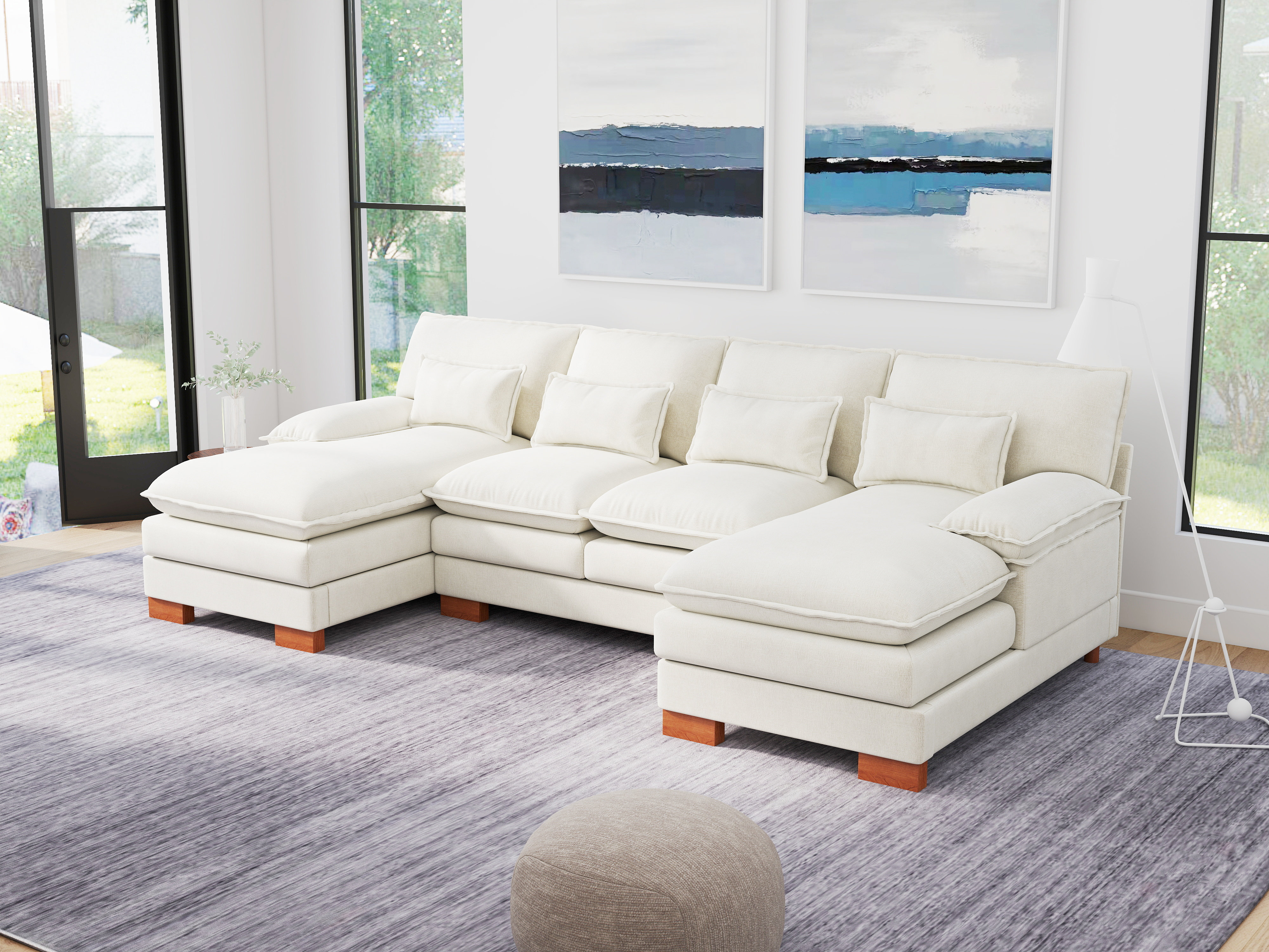 Ebern Designs 4-Seat Chenille U Shaped Couch, Modular Sectional Sofa ...
