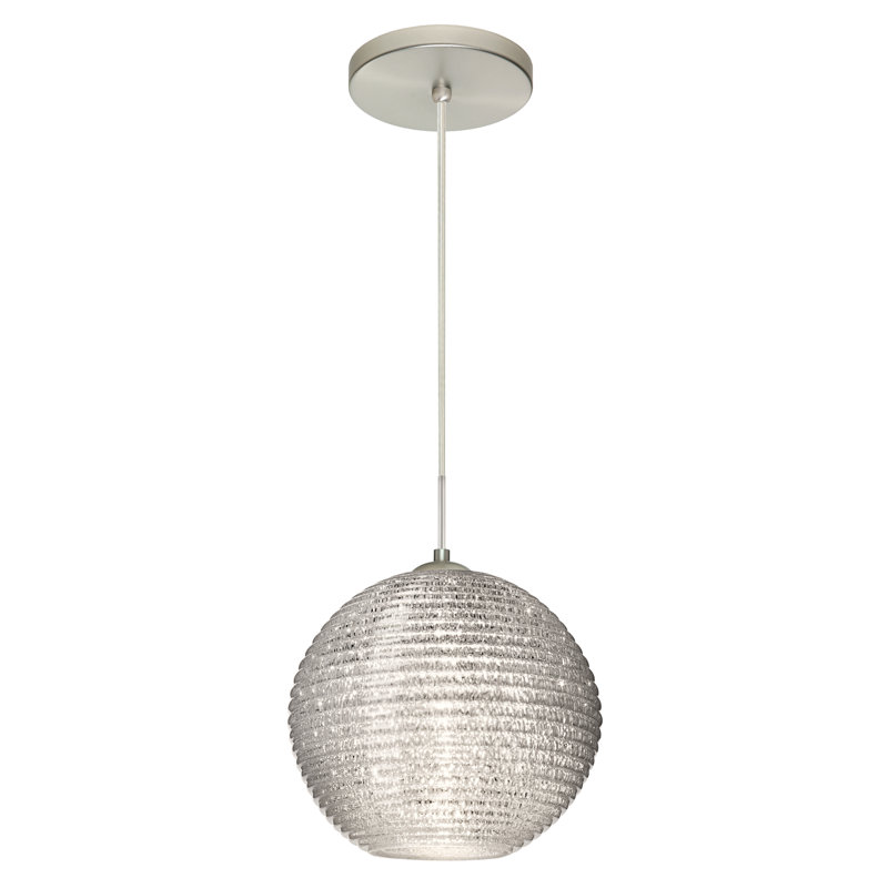 Luminaire sphère suspendu 1 lumières simple Kristall, Nickel satiné, Paillettes, Oui