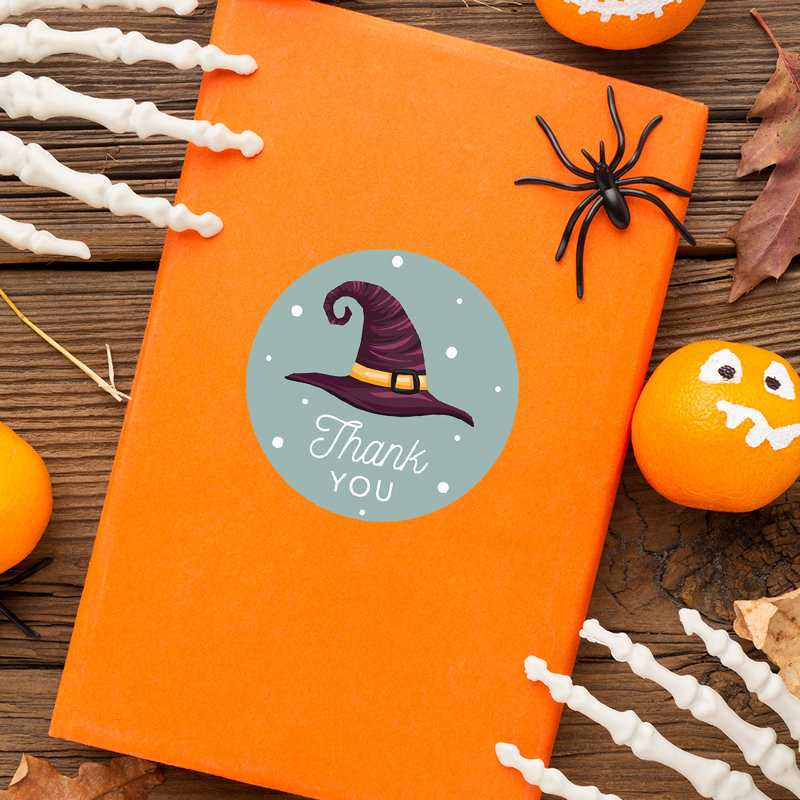 «Thank You Witch Hat», autocollants d'Halloween heureux