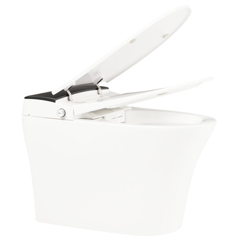 Smart Toilet With Heated Seat, One Automatic Flush, Without Bidet, Foot Blue Night , Knob Managed, Power Outage Flush Component, Soft Close Cover, White Bathroom Utensil Seat Toilet, One Piece No