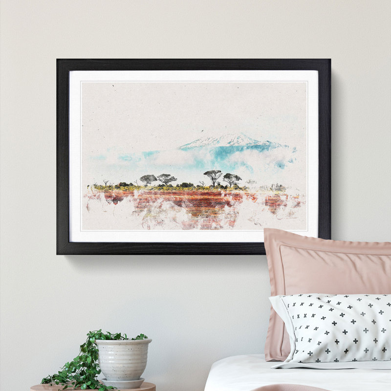 Mount Kilimanjaro in Tanzania - Picture Frame Graphic Art Print, Black Framed, 33cm H x 45cm W x 2cm D