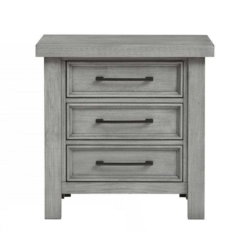 Transitional Nightstand With 3 Drawers