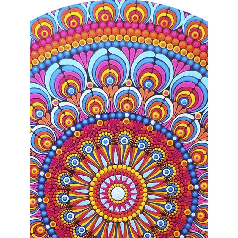 Art mandala coloré à pois colorés par Manisha | Acrylique sur panneau de fibres à densité moyenne rond