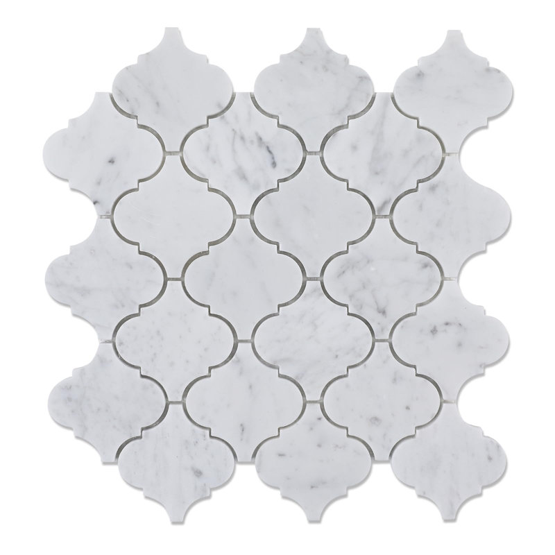 Carrelage mosaïque en marbre blanc de 3 pouces Adolif de Carrare, 5 feuilles, 3,9 pieds carrés Adolif