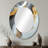 Abstract Marble In Grey And Gold Tones I - Gold Oval Wall Mirror Decor-601668483