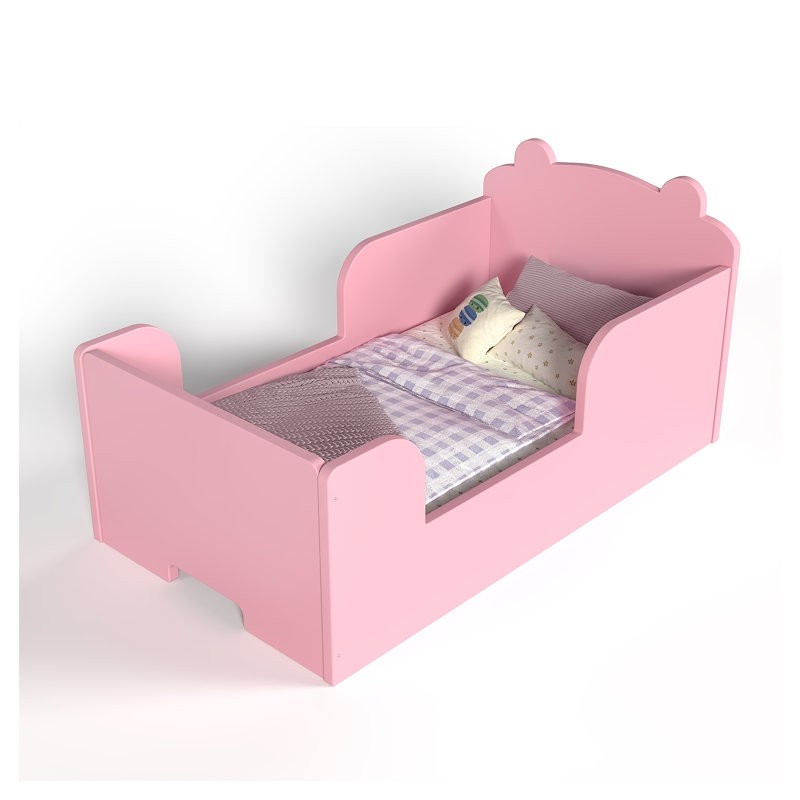 Structure de lit pour tout-petits en forme d'ours rose, Rose
