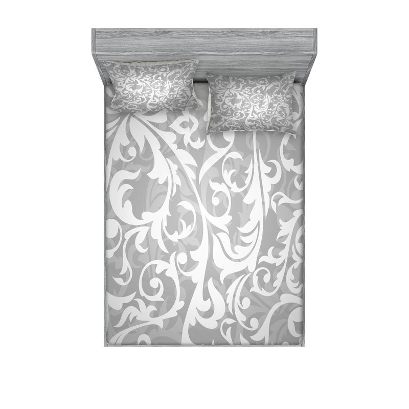 Drap-housse et coussin décoratif gris Ambesonne, Ensemble de draps pour très grand lit californien
