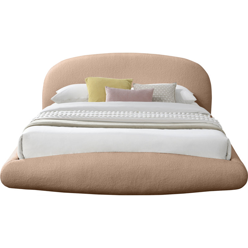 Lit en tissu Genesis, Grand, Tissu Teddy imitation peau de mouton beige
