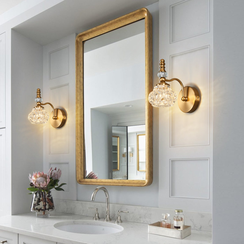 2-Pack Modern Glass Crystal Vanity Light - Vintage Bathroom Lighting Fixtures Over Mirror, Vanity Lights G9 Bulb (4.13 Inch)