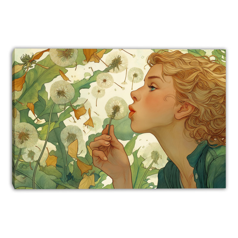 «Whimsical Dandelion Dream Portrait», art mural sur toile tendue, H 30 po x l 40 po x P 1,5 po
