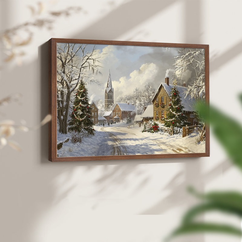 Art de Noël - CCXC III - Reproduction encadrée - Restickable, H 16 po x l 20 po, Noyer