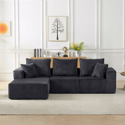 Basic Sectional Sofa, Modular  Sofa Sofa, Modern Corduroy Cloud Couch With Deep Seat, Upholstered Sofa