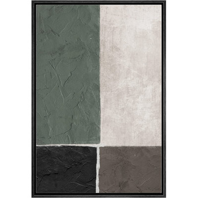 Minimal Landscape " Mid-Century Dark Gray Black Grunge Color Blocks " Graphic Art Print