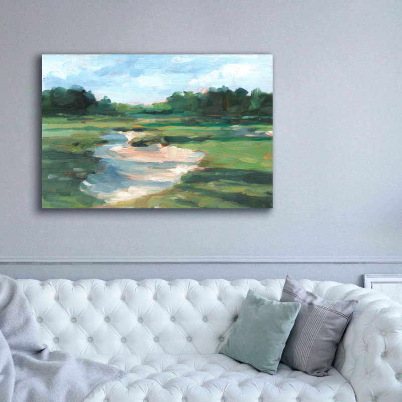 «Golf Course Study I» par Ethan Harper - peinture sur toile tendue, H 40 po x l 60 po x P 1,5 po