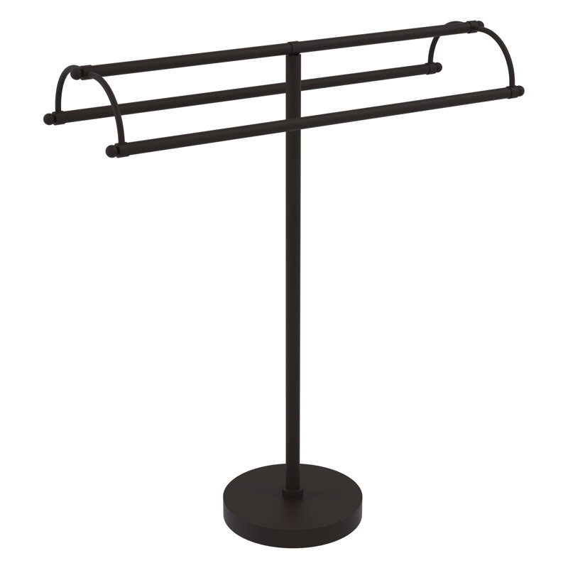 Porte-serviettes sur pied à double accoudoirs, Bronze huilé