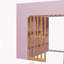 Lit mezzanine double en bois pleine grandeur, échelle et tablettes de rangement latérales multiples, chêne rose et naturel-1331053591-1331053608