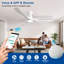 Ventilateur de plafond encastré blanc intelligent de 52 pouces avec lumières et télécommande, ventilateur d'intérieur à 3 pales à intensité variable fonctionne avec la télécommande Alexa-562013698-562013697-562013725