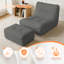 Grand pouf poire en mousse mémoire de forme avec repose-pieds et canapé de sol relaxant en fausse fourrure pour adultes, gris foncé-923087792